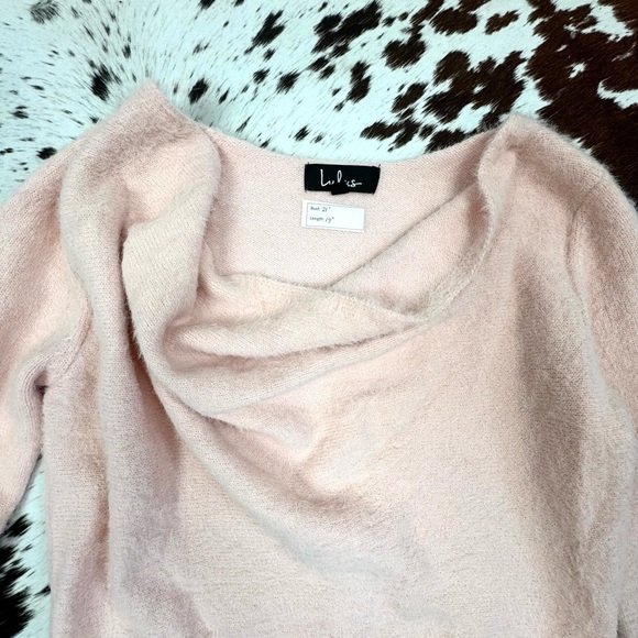 Lulus Care For You Blush Eyelash Knit Cowl Sweater - Picture 3 of 6